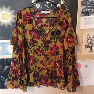 Yellow Floral LOFT Blouse